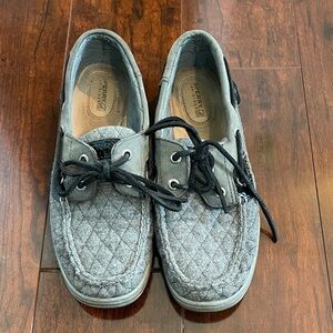 Sperry Gray Quilted Boat Shoes with Moccasin Toe